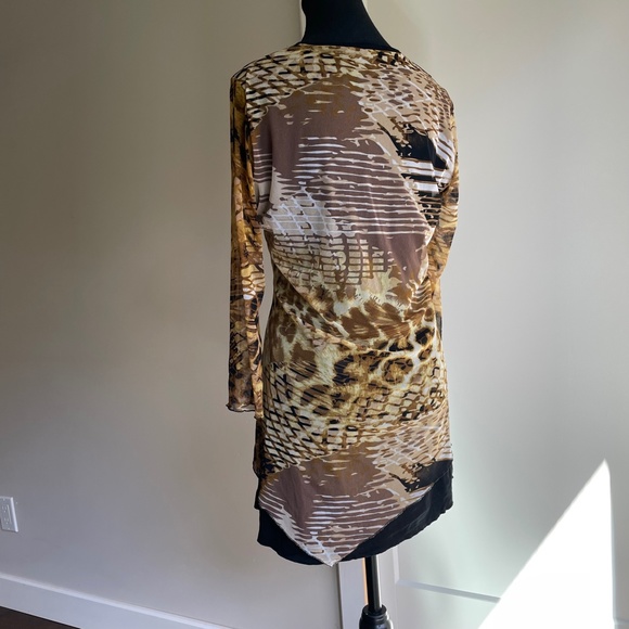 Mixed Media Animal Print Tunic Dress - Picture 3 of 8